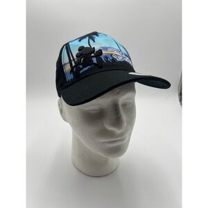 Disney Mickey Mouse Tropical Sunset Palm Tree Baseball Cap Hat Black Adult NWT